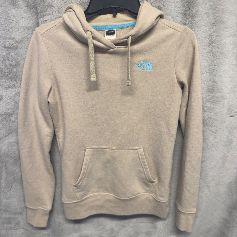 The North Face Hoodie Pullover Womens XS Tan Light Blue Gorpcore‎ Outdoors